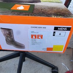 Ozark Trails Chore 10" hunting camoflauge rubber out-sole waterproof insulated Boots size 6 men womens 8