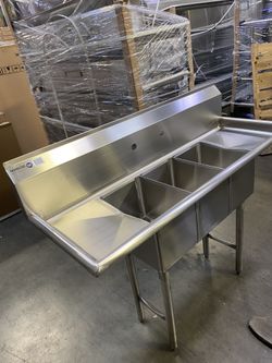 Brand new NORDSTEEL heavy duty stainless commercial sink 3 compartment