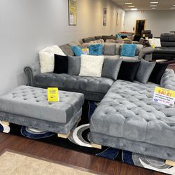 COMFY NEW SOFIA SECTIONAL SOFA AND OTTOMAN SET ON SALE ONLY $1299. IN STOCK SAME DAY DELIVERY 🚚 FINANCING AVAILABLE 