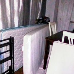 2 twin bed metal frames & mattresses $55 obo