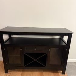Black wood buffet server sideboard cabinet with wine storage