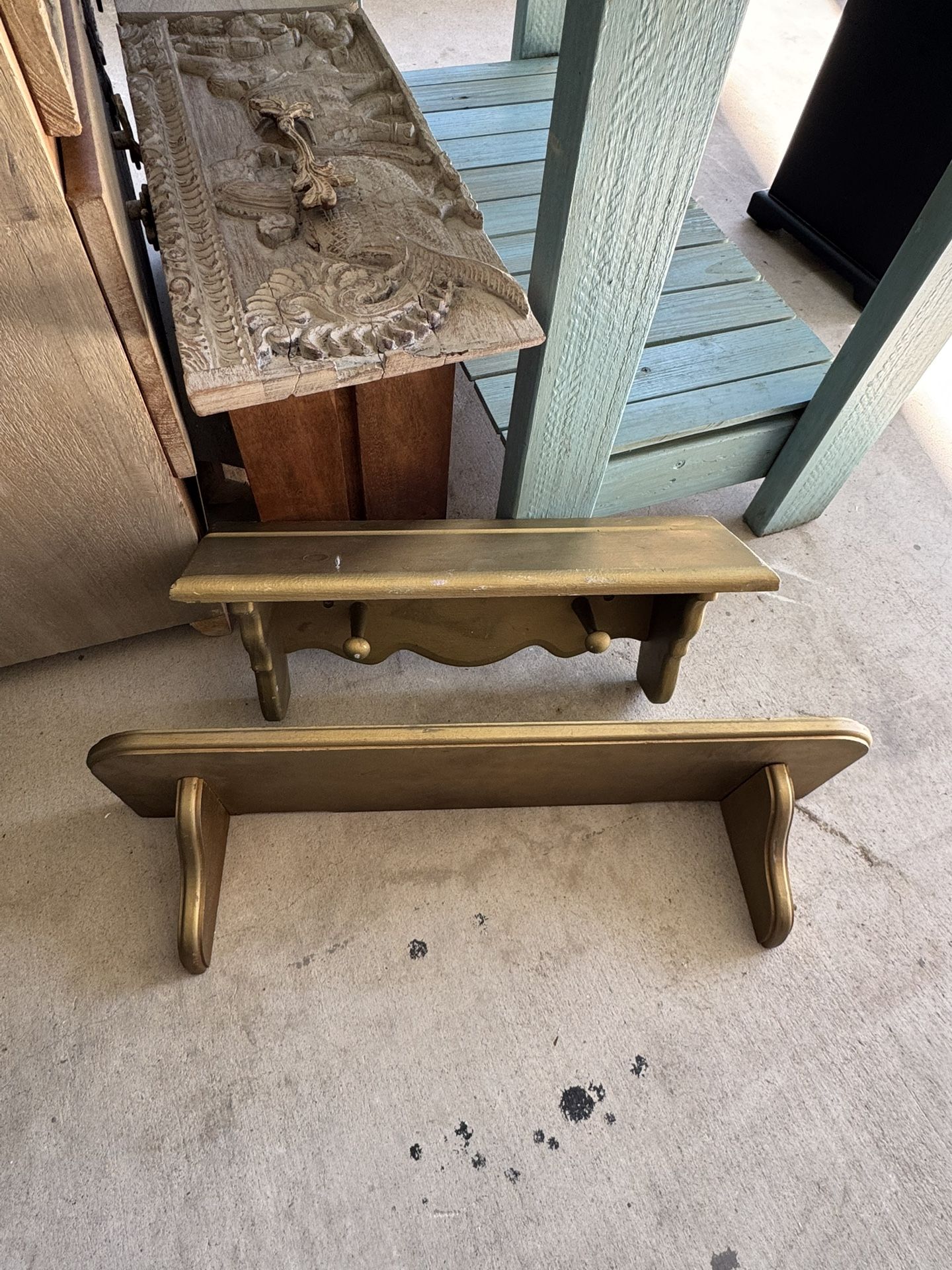 Pair of Vintage Gold Wall Shelves