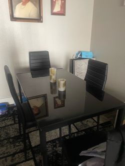Computer Desk and Dining Room table with 4 chairs