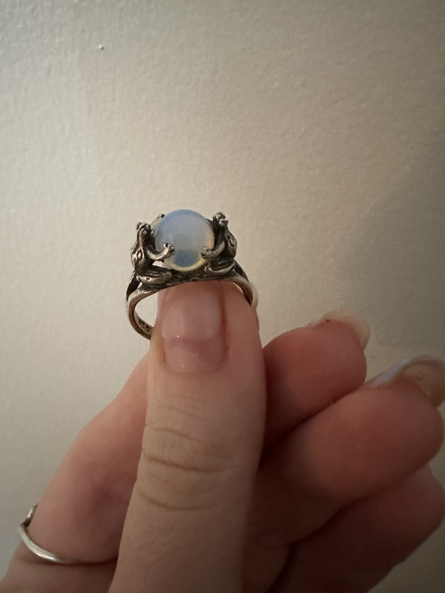 Two Frogs Moonstone Ring