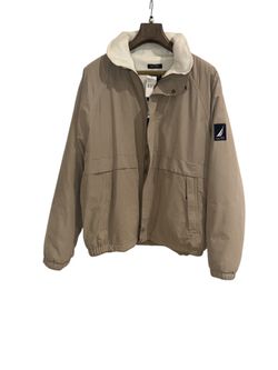Mens Nautica Fleece Lined Windbreaker Bomber Jacket