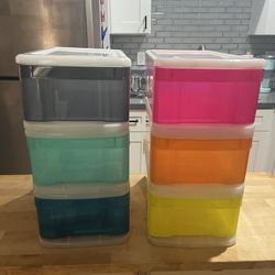 Multicolored Plastic Drawers 6 For $30 Or $5 Each