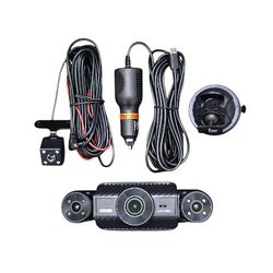 360° Dash Cam Front And Rear Inside 4 Channel 3" IPS Dash Cam Front And Real Inside Left Right, 4*1080P 30fps 8 IR Night Vision, Loop Recording