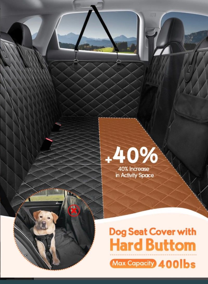 Turosur Dog Car Seat Cover For Back Seat Covers With Hard Bottom..