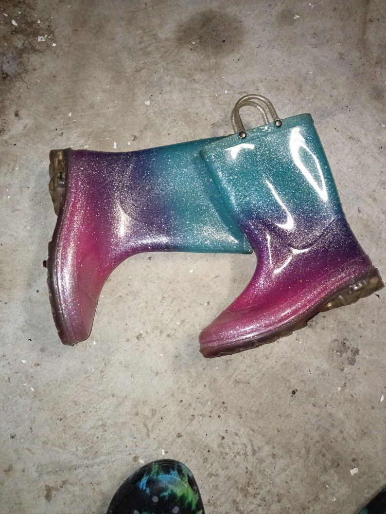 Members End Glitter Rain Boots With Light Size 13-1kids 