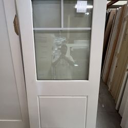🌟 Stylish & Durable 36x79 Fiberglass Door with Half Clear Glass and Grid 🌟