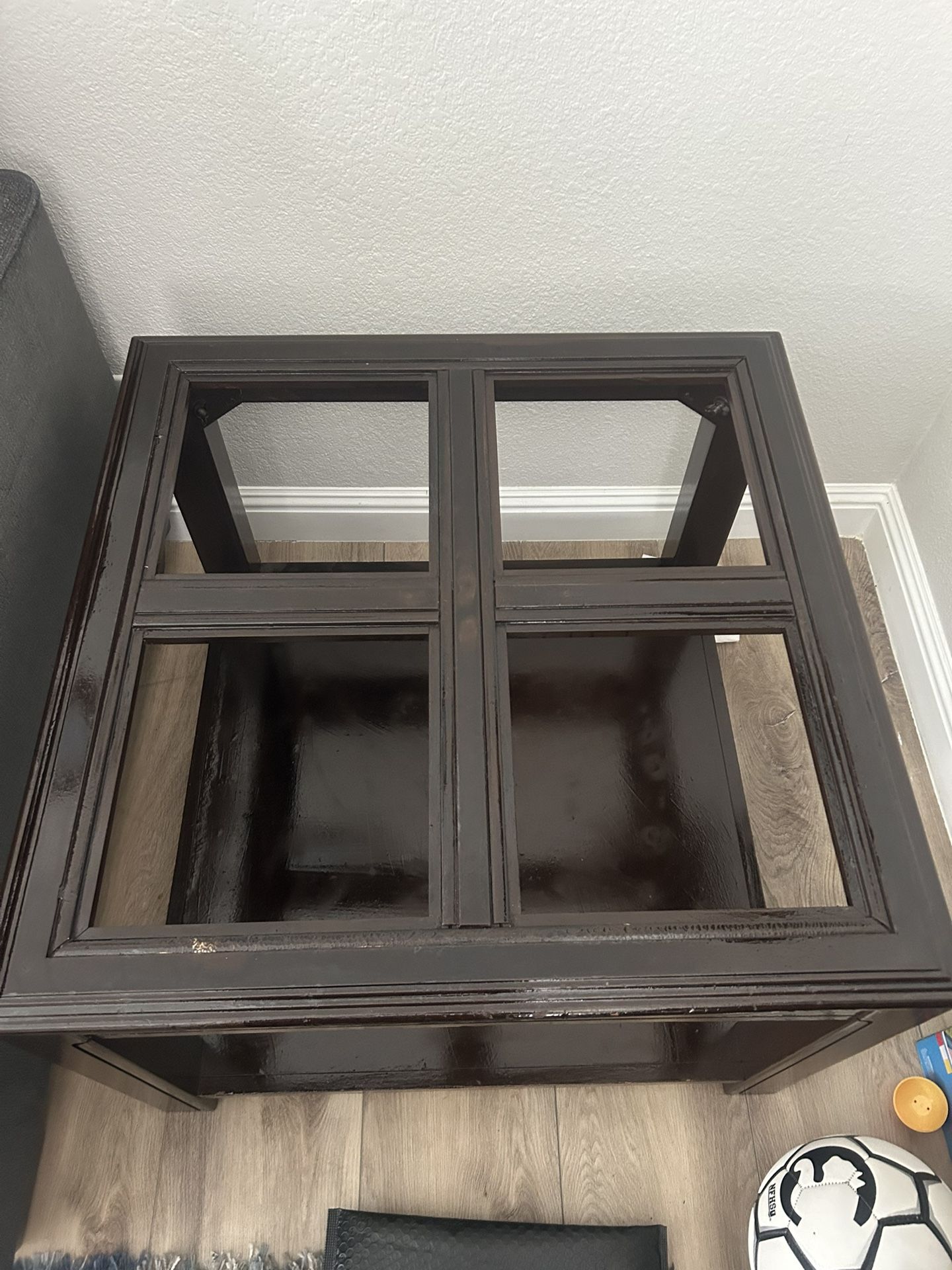 Glass Table Top Wooden Table
