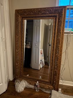 SPRING BRACH -Beautiful gold antique LARGE mirror please see description