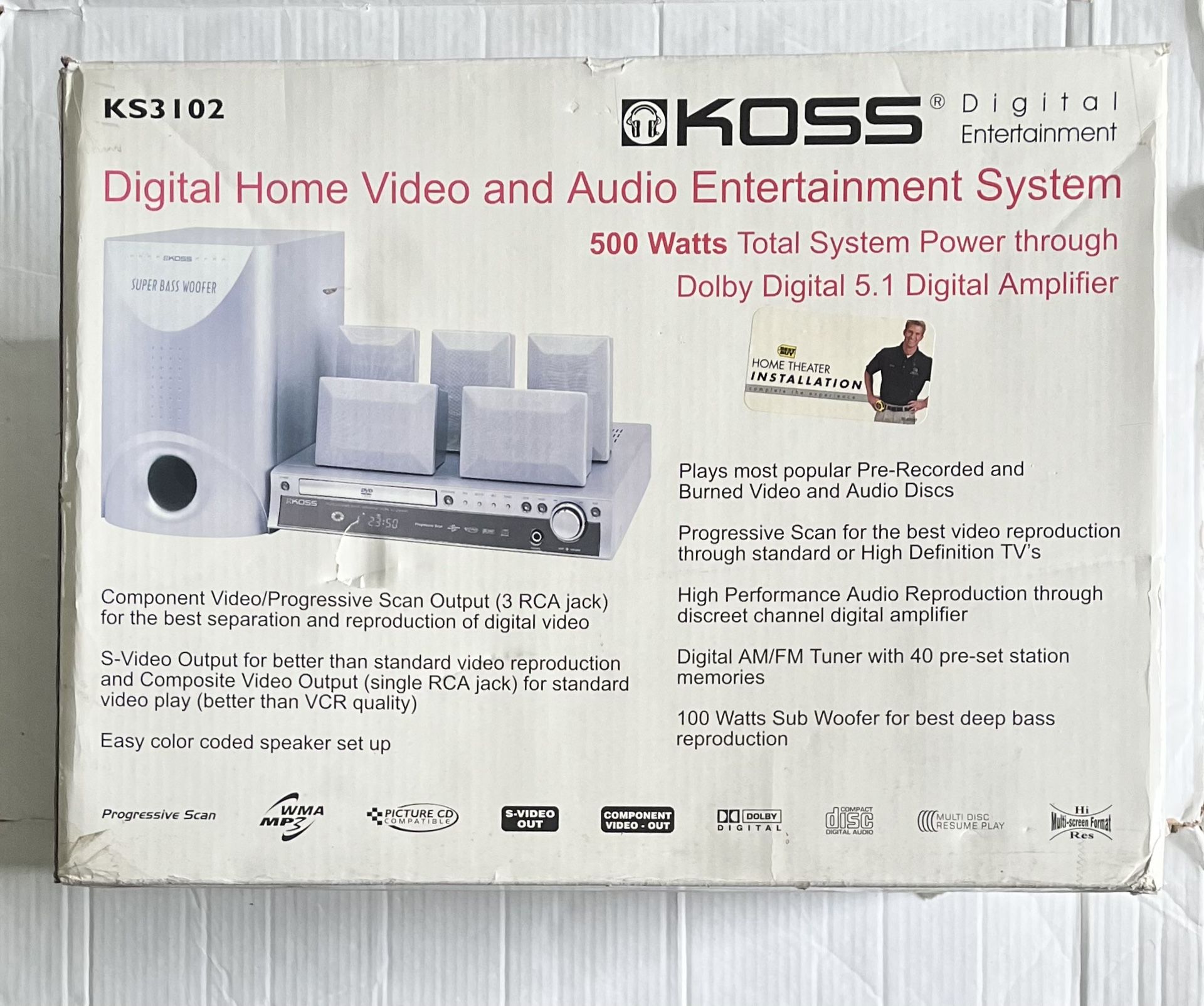 KOSS DIGITAL HOME VIDEO AND AUDIO SYSTEM