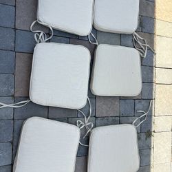 6 Piece Outdoor Patio Furniture Cushions in Beige  Located in concord  Very good condition  No damages Covers removable   Measures 18” x 16”  $50 for 