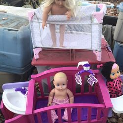 Our Generation Dolls Fold Up Play Pen And Changing Table Set Everything For $30
