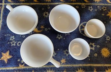 Vintage milk glass & glass bake bowls
