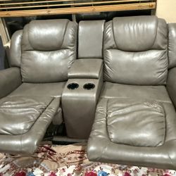Recliner Sofa Love Seat Faux Leather