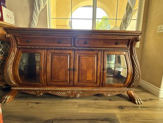 Ornate Wood Buffet Sideboard Cabinet