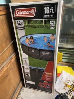Unopened Coleman Power Steel 16 ft. x 42 in. Round Metal Frame Above Ground Pool Set