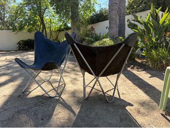 Leather Butterfly Sling Chairs (Pair)