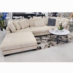 Sectional Sofa Beige Very Larch Couch 138x90 NEW 