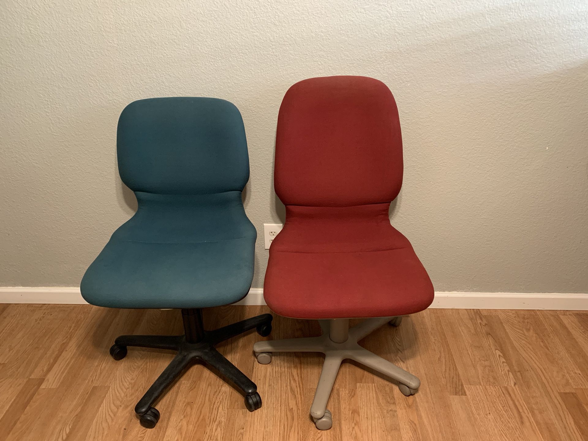 Bright colored rolling office chairs a pair 35 each 15 you pick up no shipping