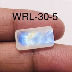 White Rainbow Moonstone Facetted Cut Stone Rectangle Shape Gemstone-WRL-30-5