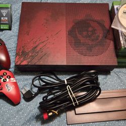 Microsoft Xbox One S Console 2TB Gears of War 4 Limited Edition Bundle Stand, Games, Controllers & All Cables