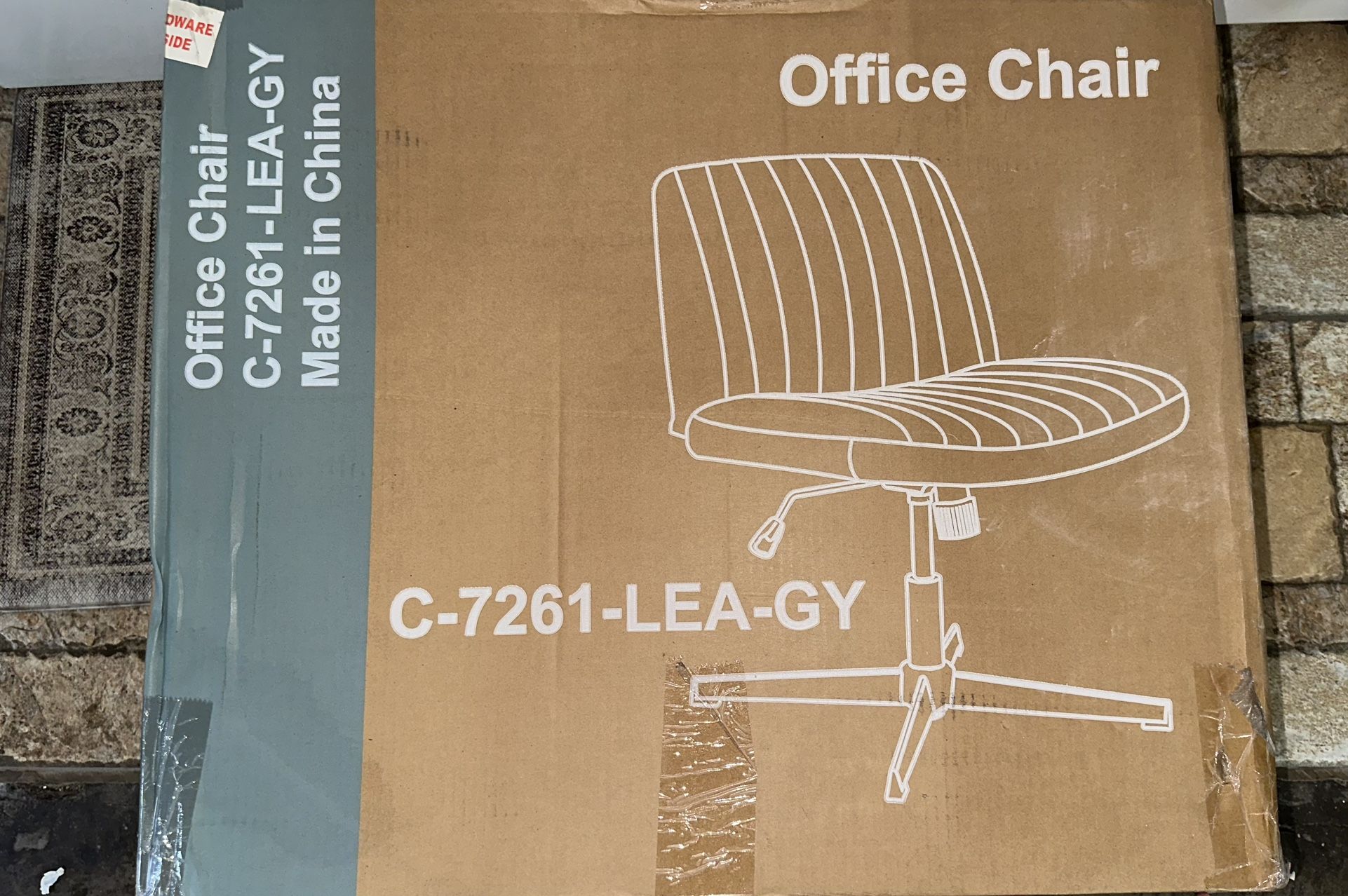 DUMOS Criss Cross Chair Office Desk Vanity Chair PU Leather Swivel Chairs, Slate Gray Wide Cross Legged, Armless, Adjustable, for Home Computer Task