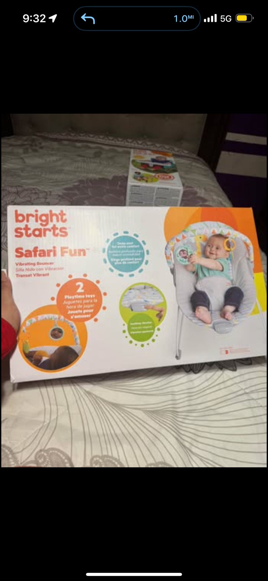 Bright starts safari fun , vibrating bouncer