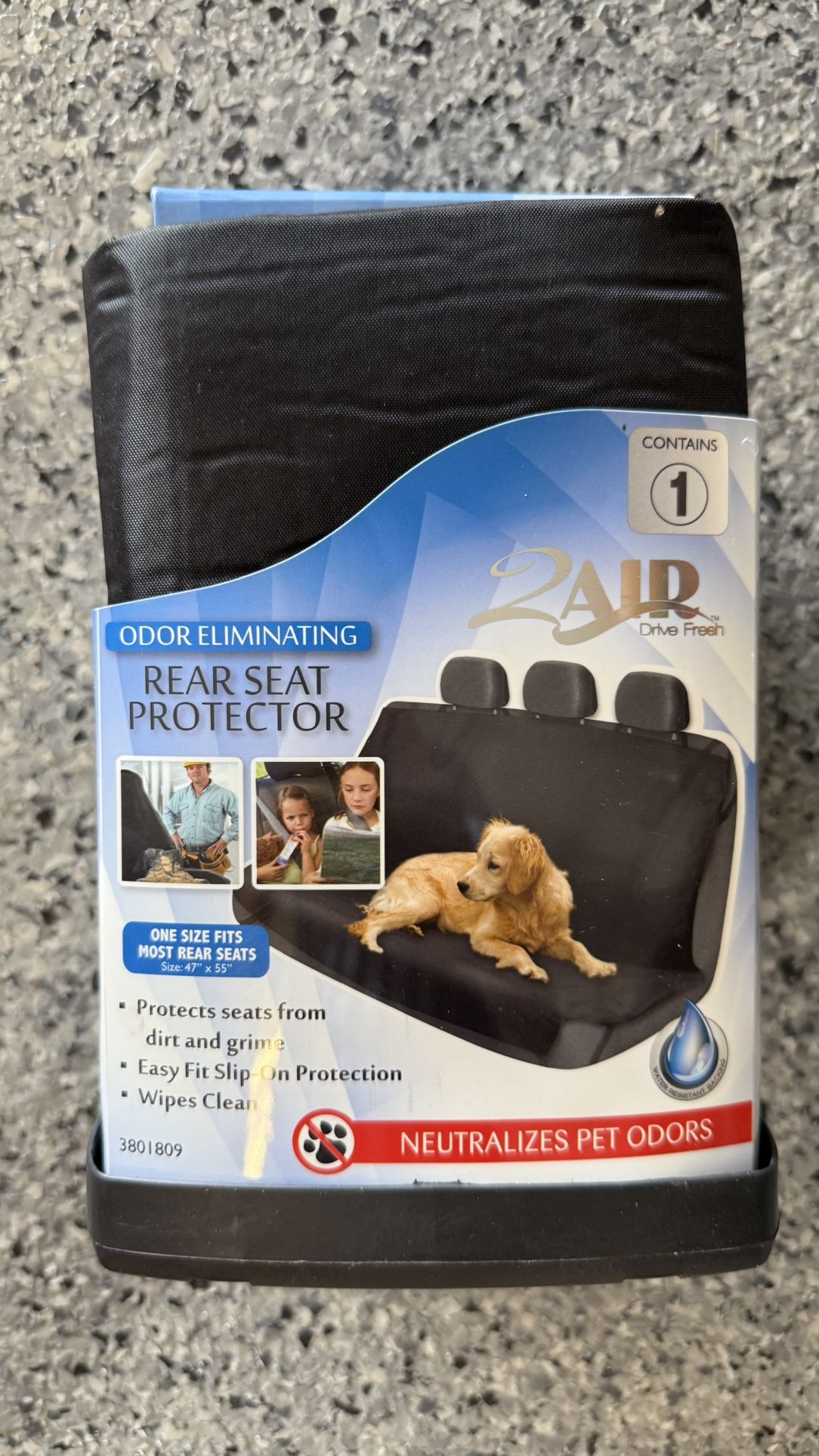 NEW! 2Air Odor Eliminating Polyester Rear Bench Car Seat Cover Black, Pets, Kids