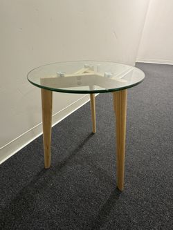 Glass And Wood Side Table 