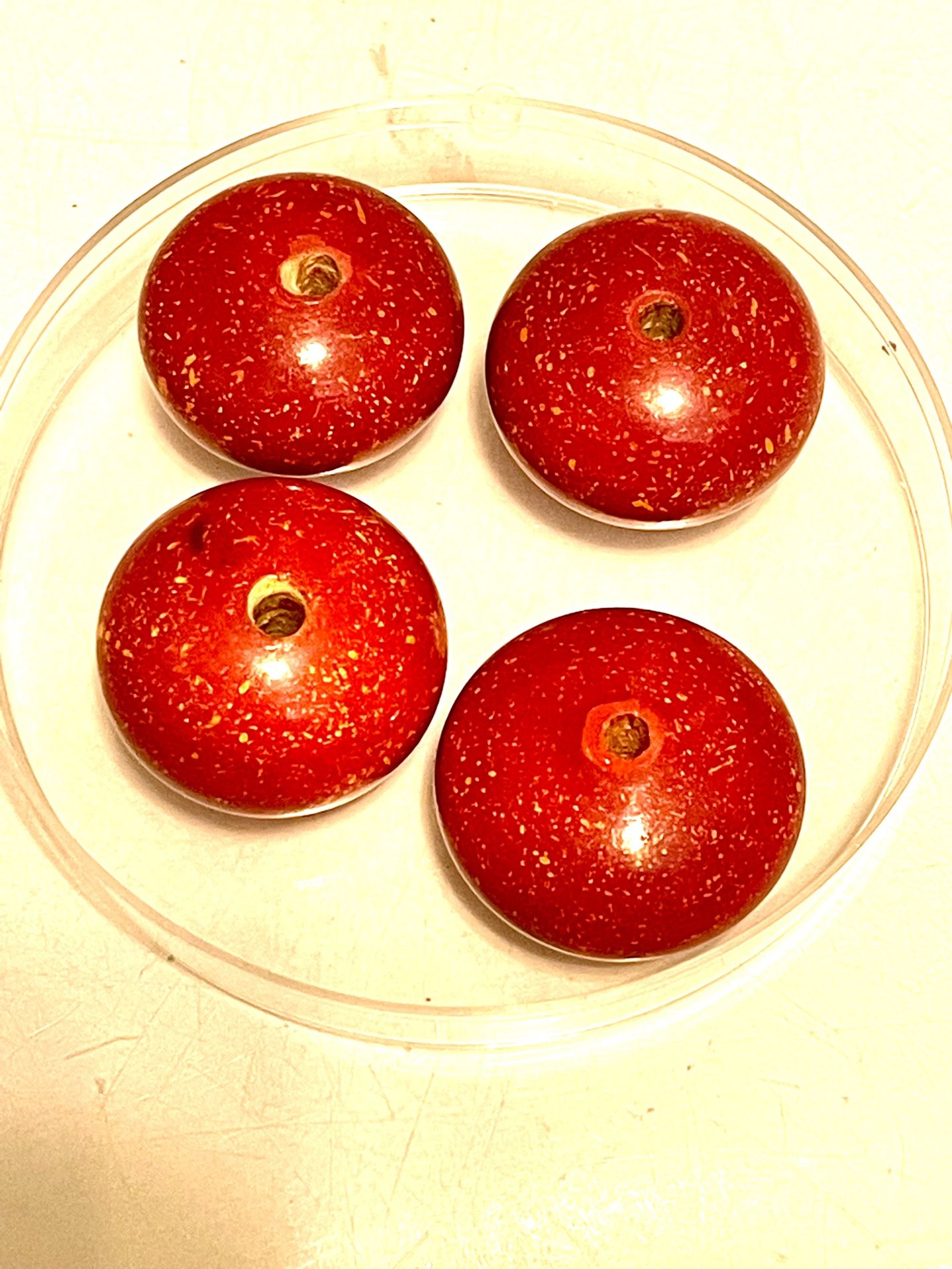 Lot Of 4 Red Speckled Beads