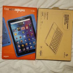 Amazon Fire HD10 Kids Pro Tablet W/ Wireless Matching Keyboard. 