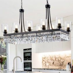 GORGEOUS Dimmable Kitchen Island Square / Rectangle Chandelier
