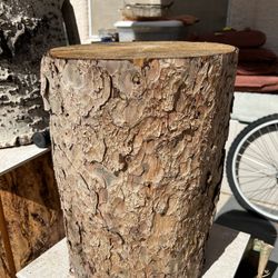 19” High 1 Ft Diameter Wood Stump Stool