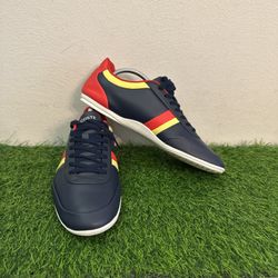  Lacoste Men Shoes Storda 0221 1 QSP Navy Leather Casual Sneakers Shoes Size9