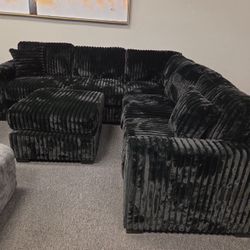 New Black Sectional Sofa with Ottoman 