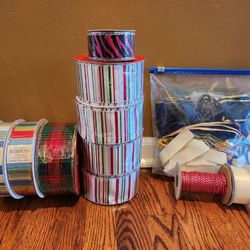 Wired Fabric Ribbon Craft Supplies for Summer/Fall Baskets/Christmas Tree Garland/Gift Wrapping/Table Runners/Vases/Wreaths+BONUS Items