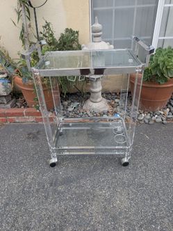 Clear rolling bar cart