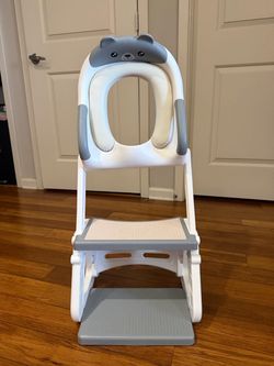 Orzbow 2-IN-1 Potty Seat with Stability Training, Splash Guard, Anti-Slip Pad and Adjustable Ladder for Toddler, Grey