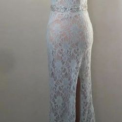 Dress Baby Blue Prom Party Dress Stretch 