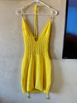 Yellow backless dress size small