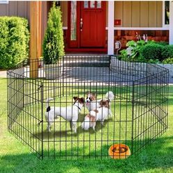 Brand New 8 Panel 24" Tal 16 Ft Long Dog Playpen Foldable  Portable Shapable Dog Cage Pet Fence Yard Gate Coral De Mascota 