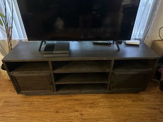 Dark Brown Wood TV Stand with Storage