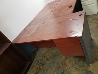 Large brown table 6 foot with return