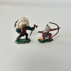 Vintage Plastic Lone Star American Indian and Cowboys Bundle of 2 toys