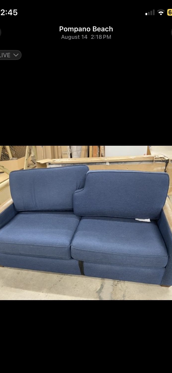 Blue Pullout Sofa 
