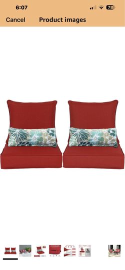 Aoodor Outdoor Chair Cushion, 22 x 24 Inch Water-Resistant, Fade-Resistant Olefin Frbric Patio Seat Cushions with Removable Cover and Adjustable Strap