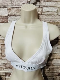 Versace White worded Bralette sz 3 NWT large